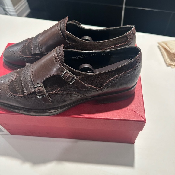 Salvatore ferragamo Marlin brown double monkstrap shoe size 8.5 - Picture 3 of 7